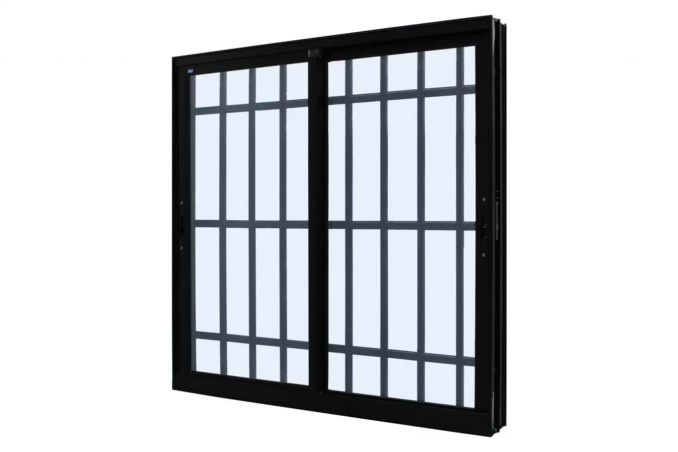 Janela De Correr Alumínio Preto 120x200x12,4cm 2 Folhas Móveis Com Grade Jap Perfecta Max