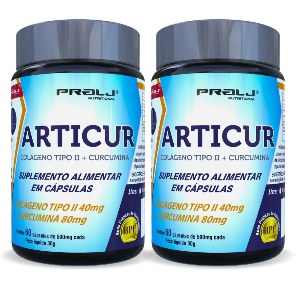 KIT 2 ARTICUR COLÁGENO TIPO 2 + CURCUMINA 120 CÁPSULAS PROLJ NUTRITIONAL - Kit 2 Articur Colágeno Ti