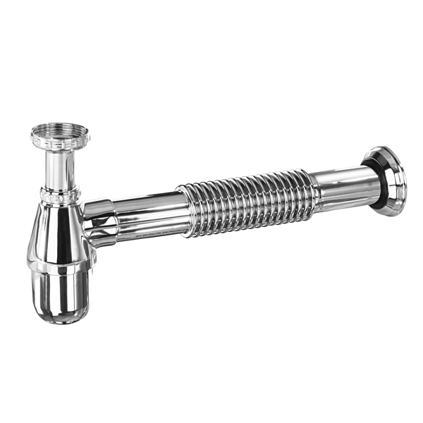 Sifão com Copo para Banheiro Articulado Metal Cromado 1" 30cm Esteves