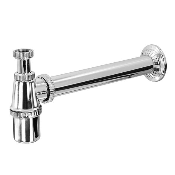 Sifão com Copo para Cozinha Rígido Plástico Cromado 1" 30cm Esteves