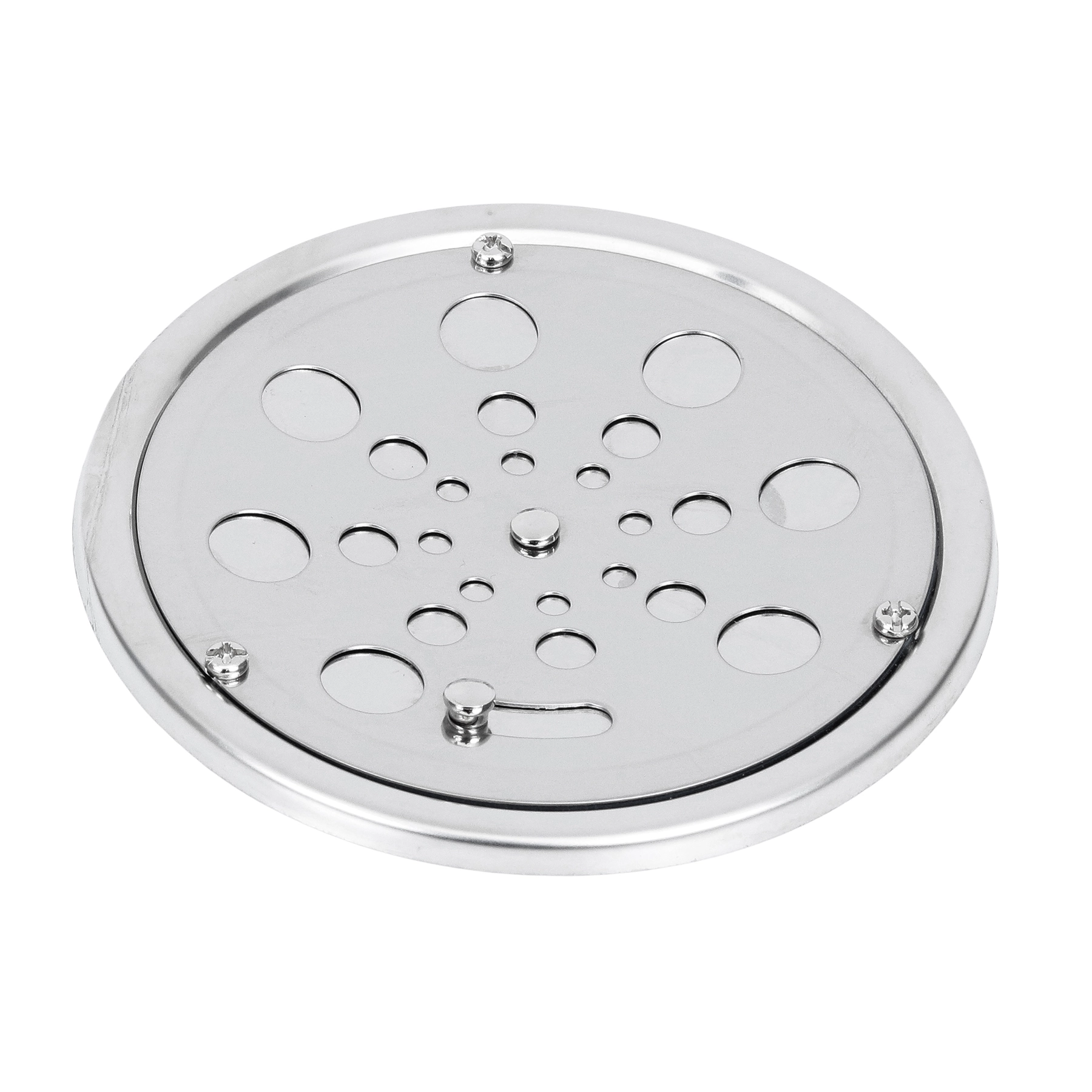 Ralo Simples de Banheiro 10x10cm Anti-Inseto e Anti Odor Aço Inox Cromado Redondo Equation