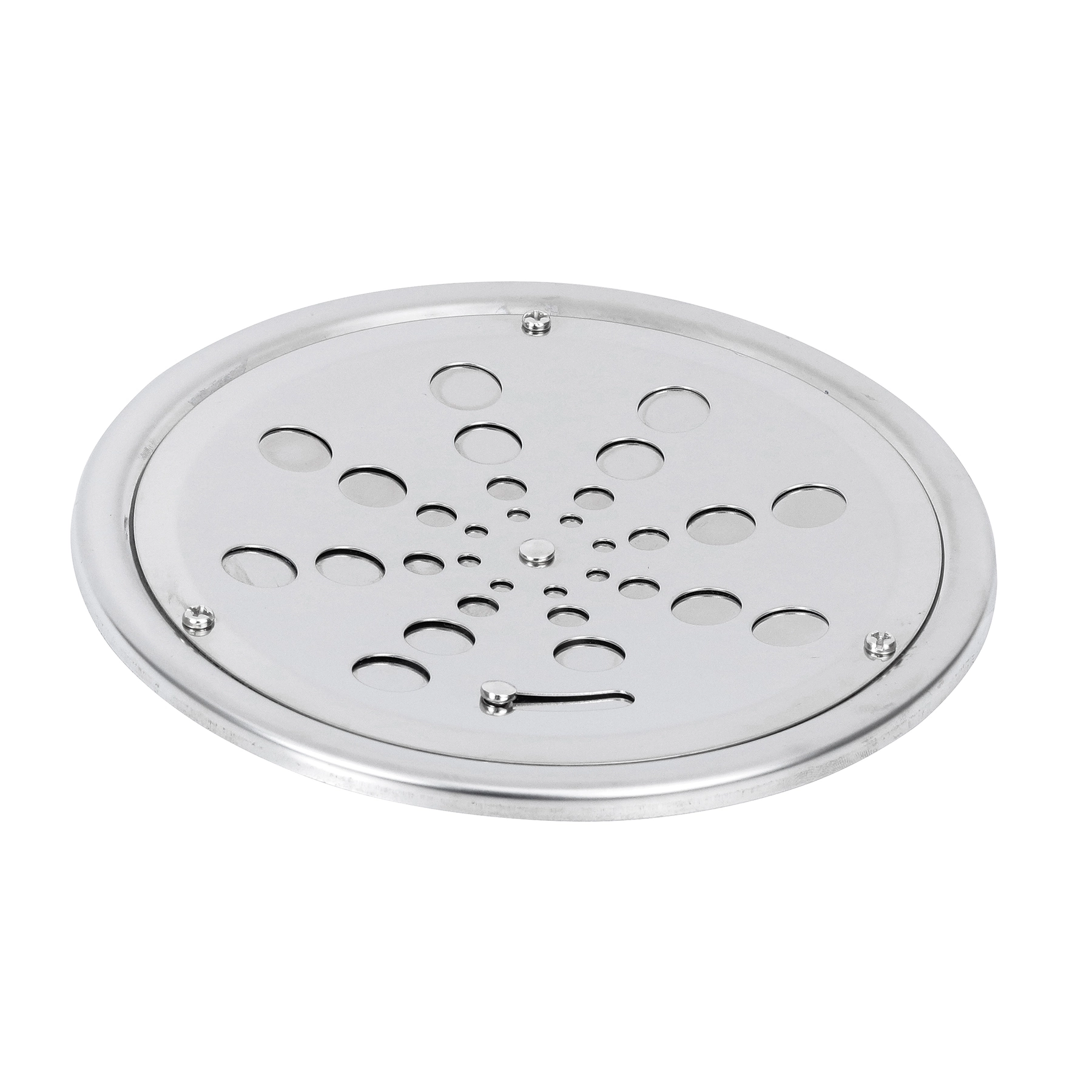 Ralo Simples de Banheiro 15x15cm Anti-Inseto e Anti Odor Aço Inox Cromado Redondo Equation