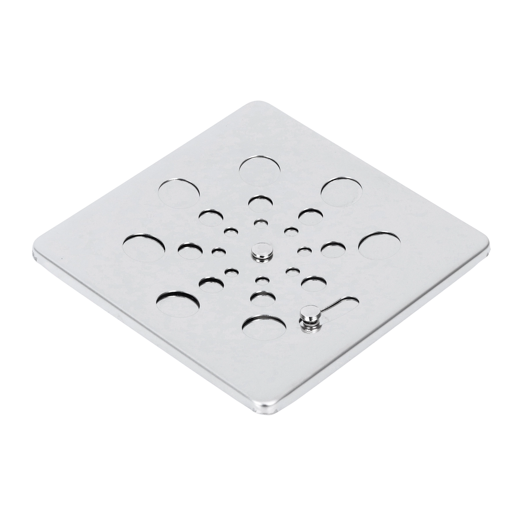 Ralo Simples de Banheiro 10x10cm Anti-Inseto e Anti Odor Aço Inox Cromado Quadrado Equation