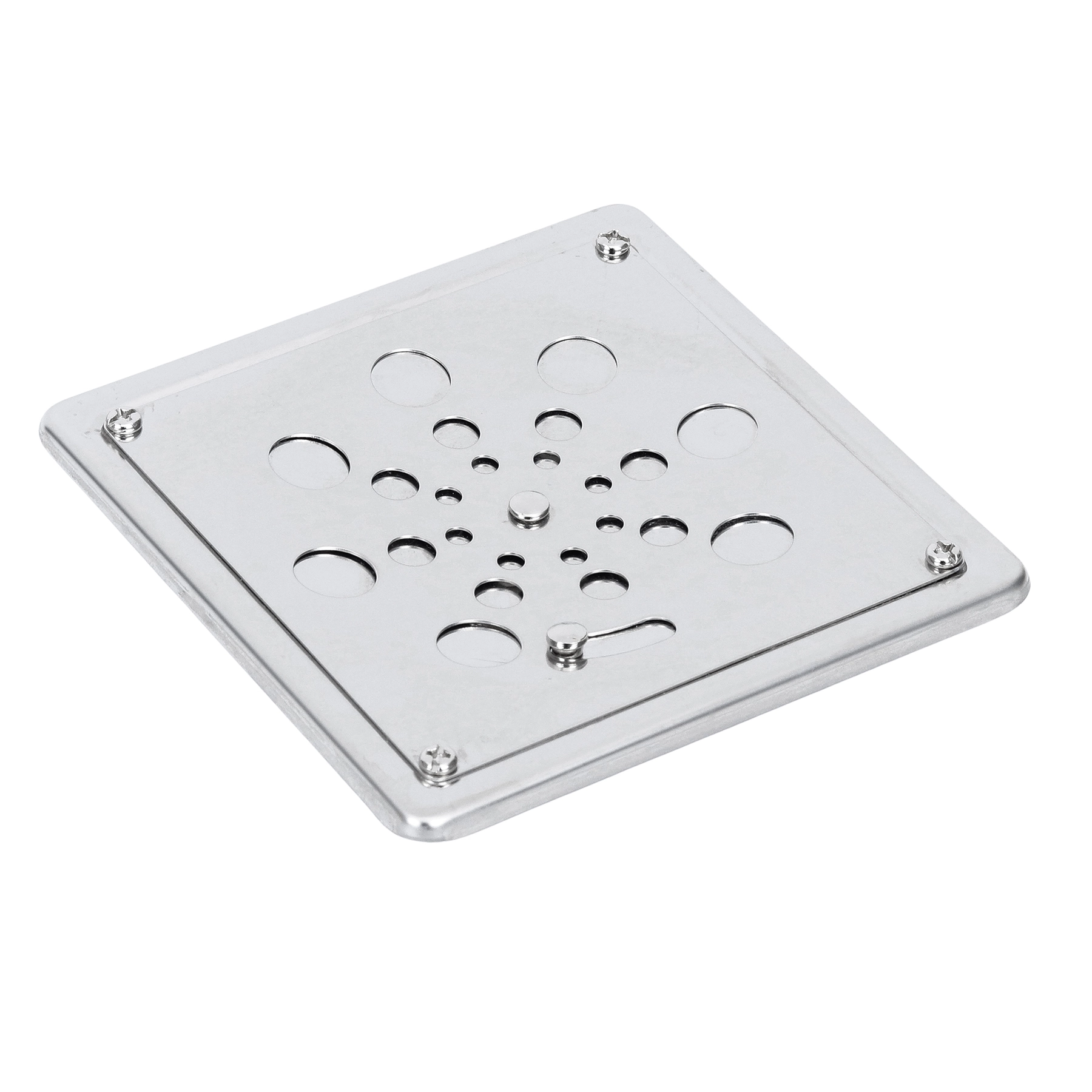 Ralo Simples de Banheiro 10x10cm Anti-Inseto e Anti Odor Aço Inox Cromado Quadrado Equation