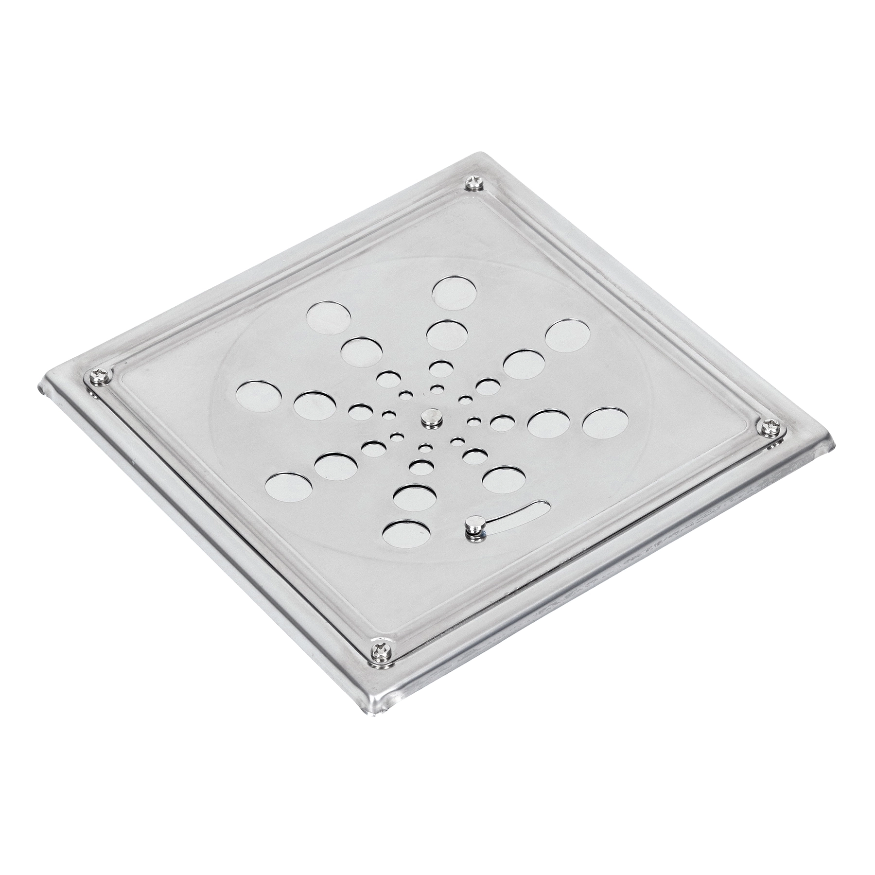 Ralo Simples de Banheiro 15x15cm Anti-Inseto e Anti Odor Aço Inox Cromado Quadrado Equation