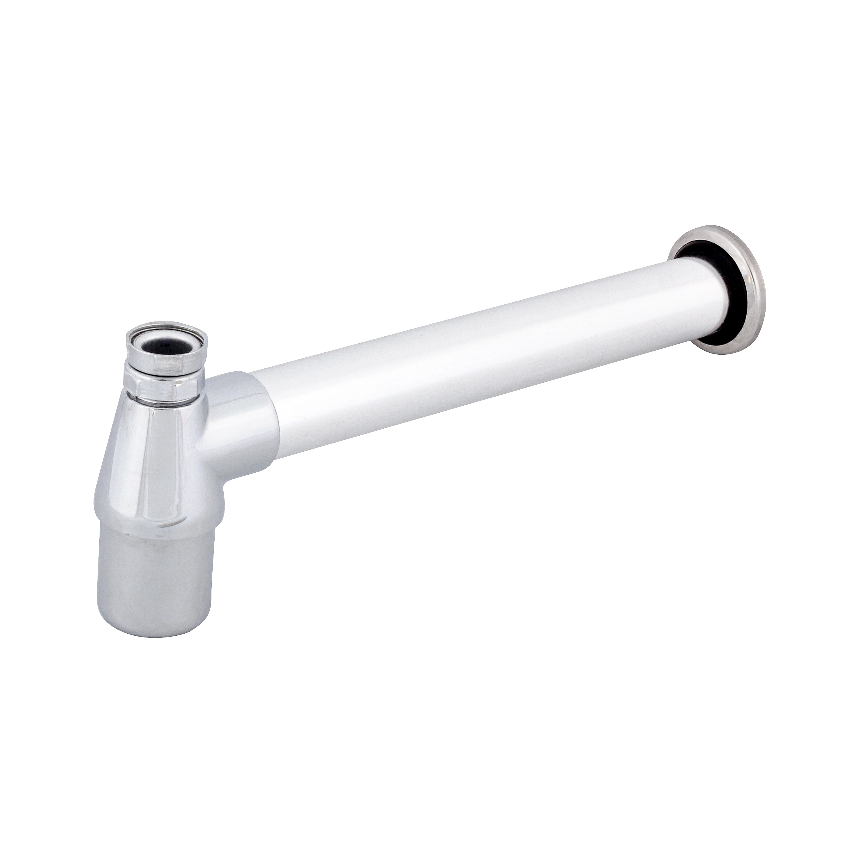 Sifão com Copo para Banheiro Rígido Metal e Plástico Cromado 1"x1.1/2   30cm Equation