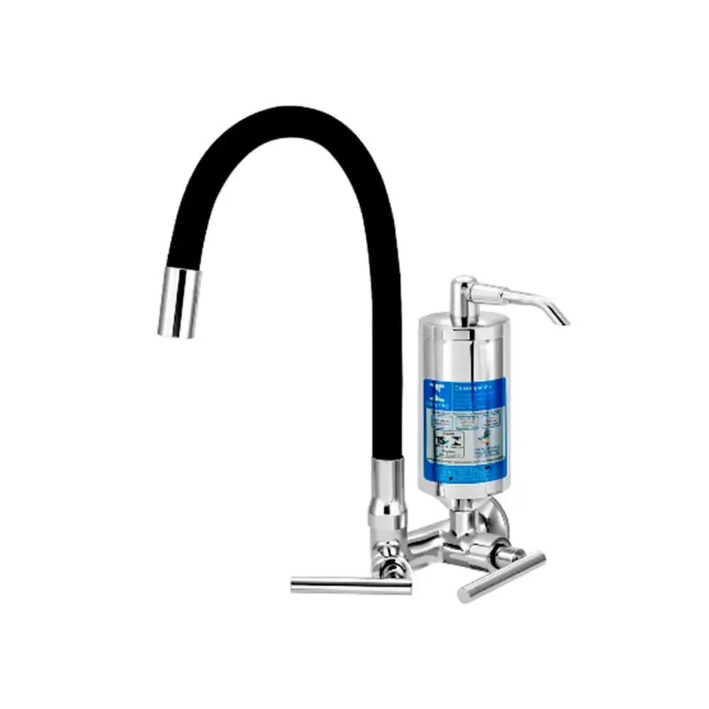 Torneira Filtro para Cozinha de Parede Bica Flexível Color Cromado Preto