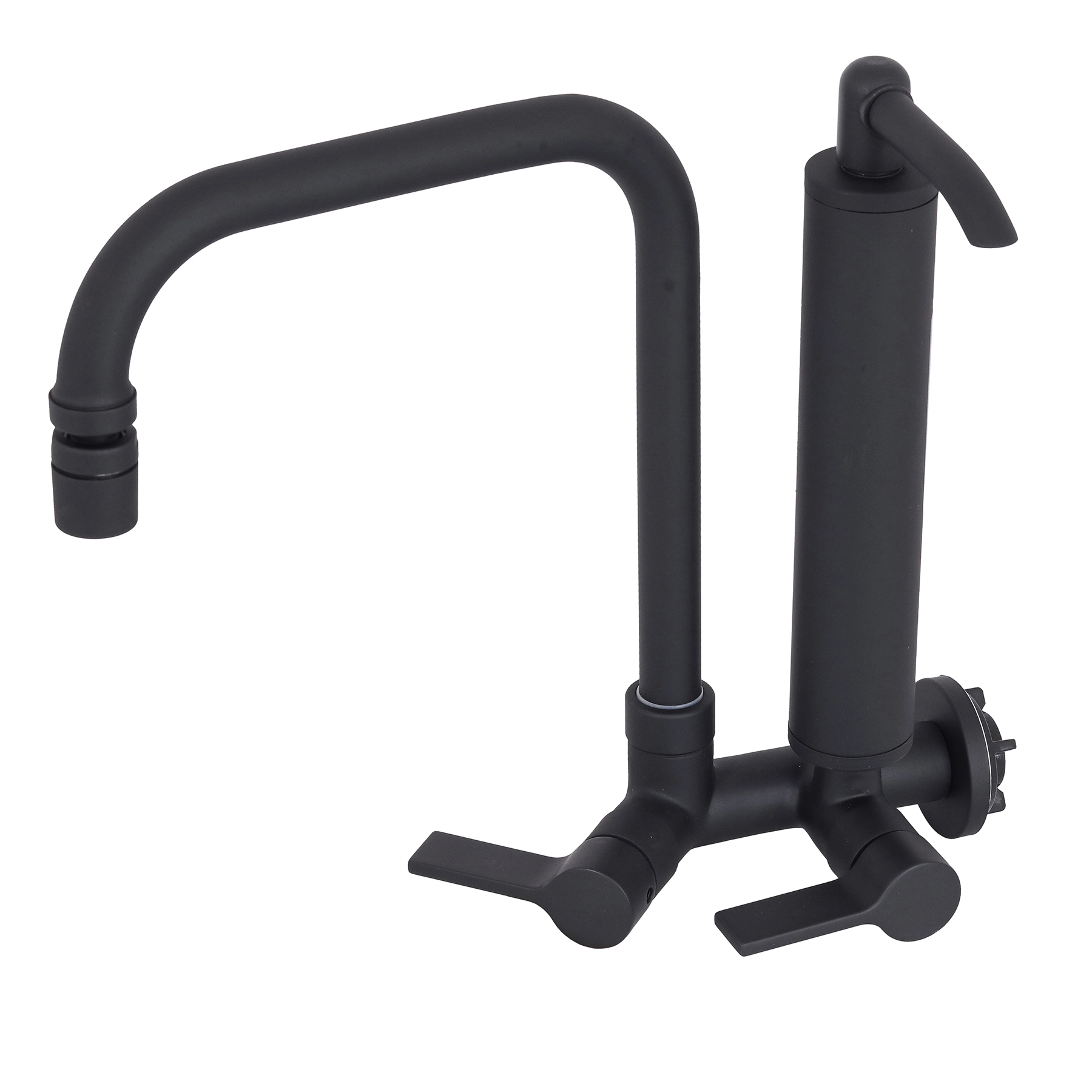Torneira com Saída para Água Filtrada de Parede para Cozinha com Bica Alta Preta Fosca Clean Esteves