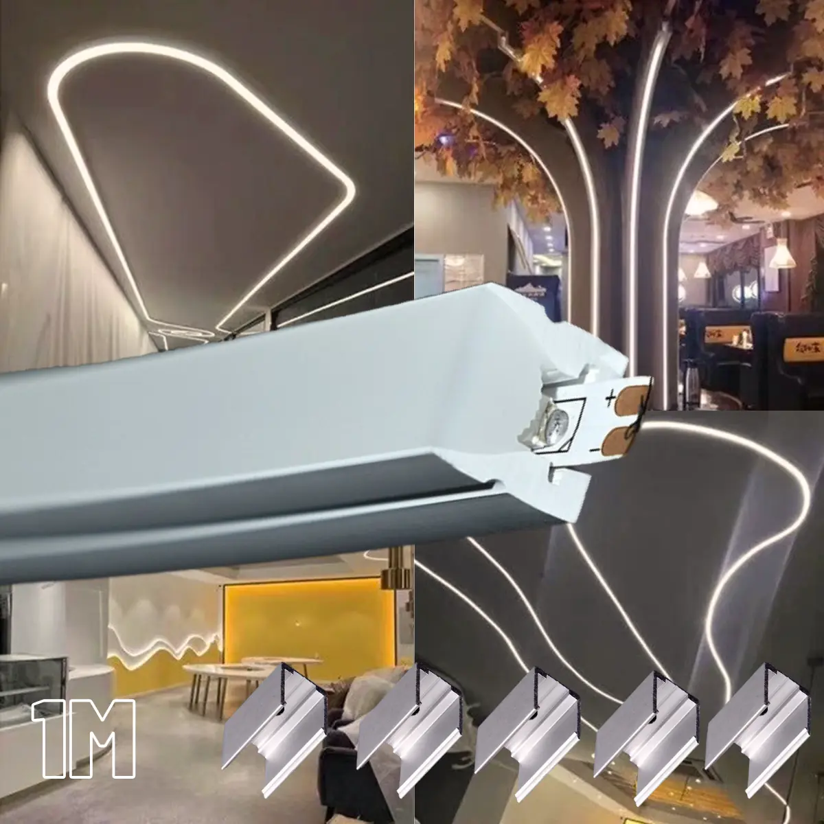 Perfil De Led 10mm Embutir E Sobrepor Flexível Branco 1m Com Led 3.000k