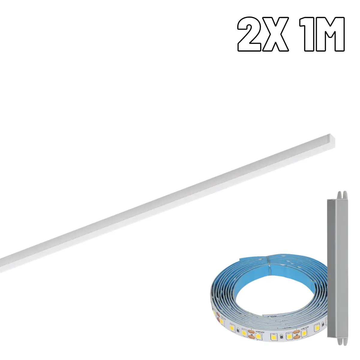 Perfil De Led 10mm Sobrepor Branco 2x 1m Com Led 3.000k