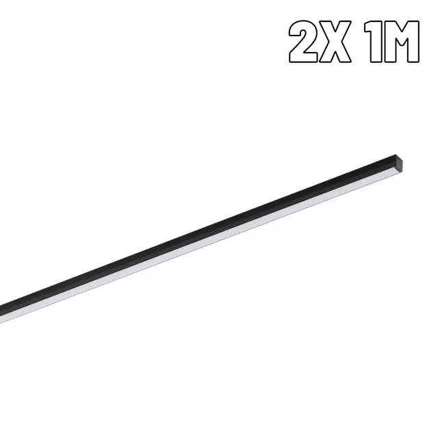 Perfil De Led 10mm Sobrepor Preto 2x 1m Sem Led