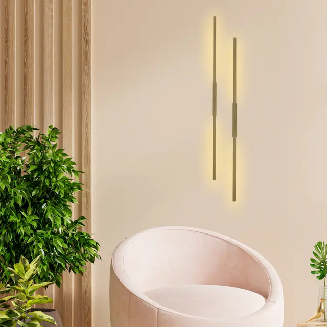 Arandela Linear Moderna Dourada 1m 10w 3.000k Interna Aurora Ilunato