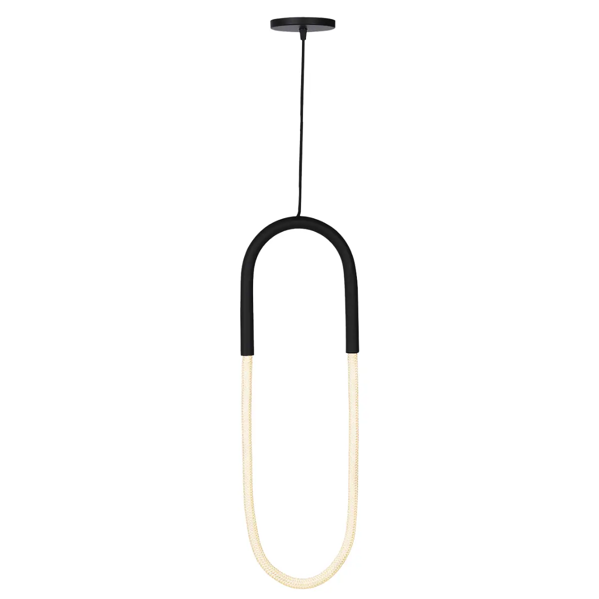 Pendente Corda Preto 67cm Led 24w 3.000k Ferradura Ilunato