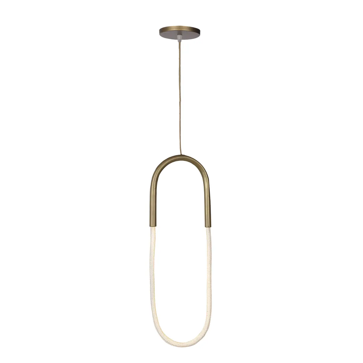 Pendente Corda Dourado 67cm Led 24w 3.000k Ferradura Ilunato