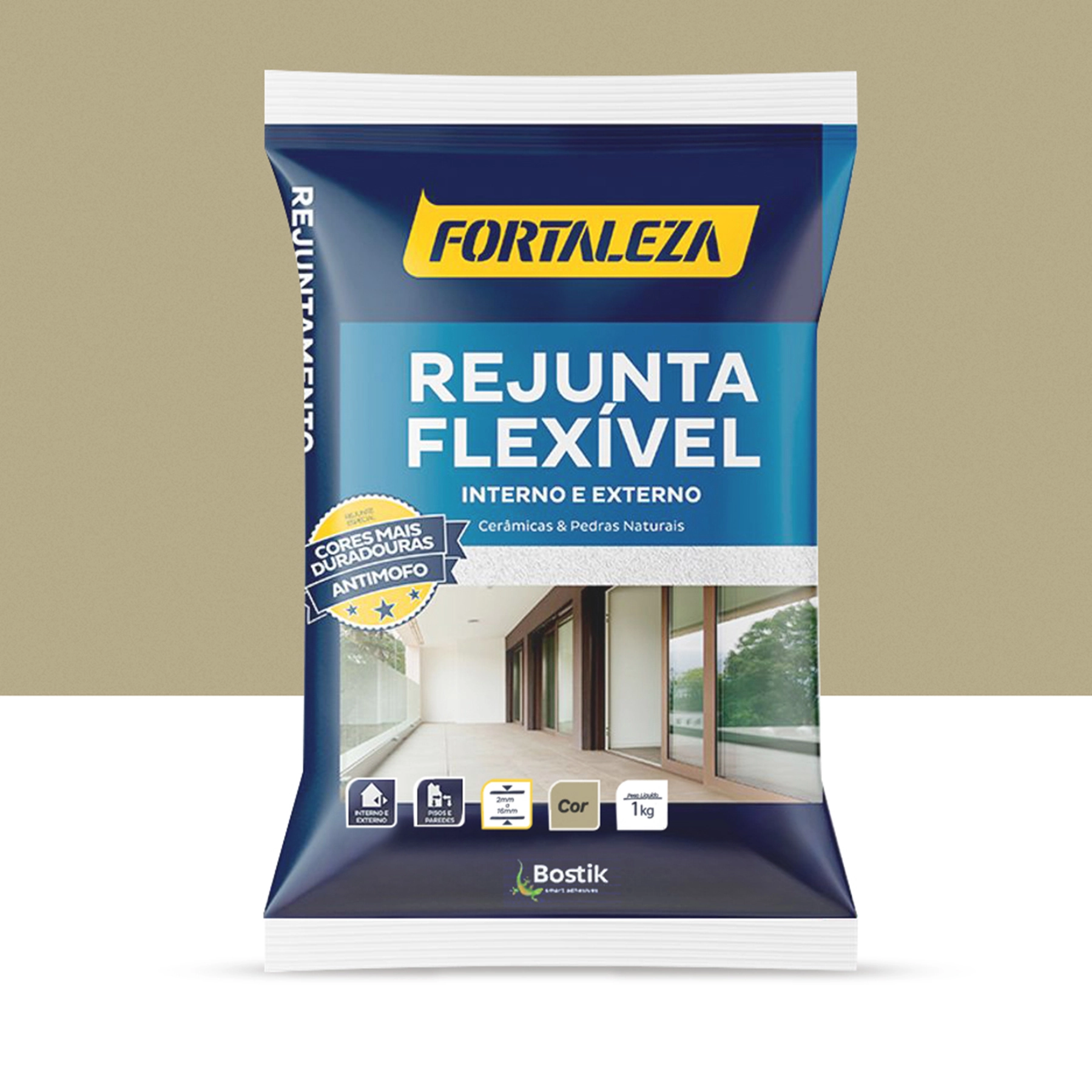Rejunte Flexível Cerâmica Bege 1Kg Fortaleza