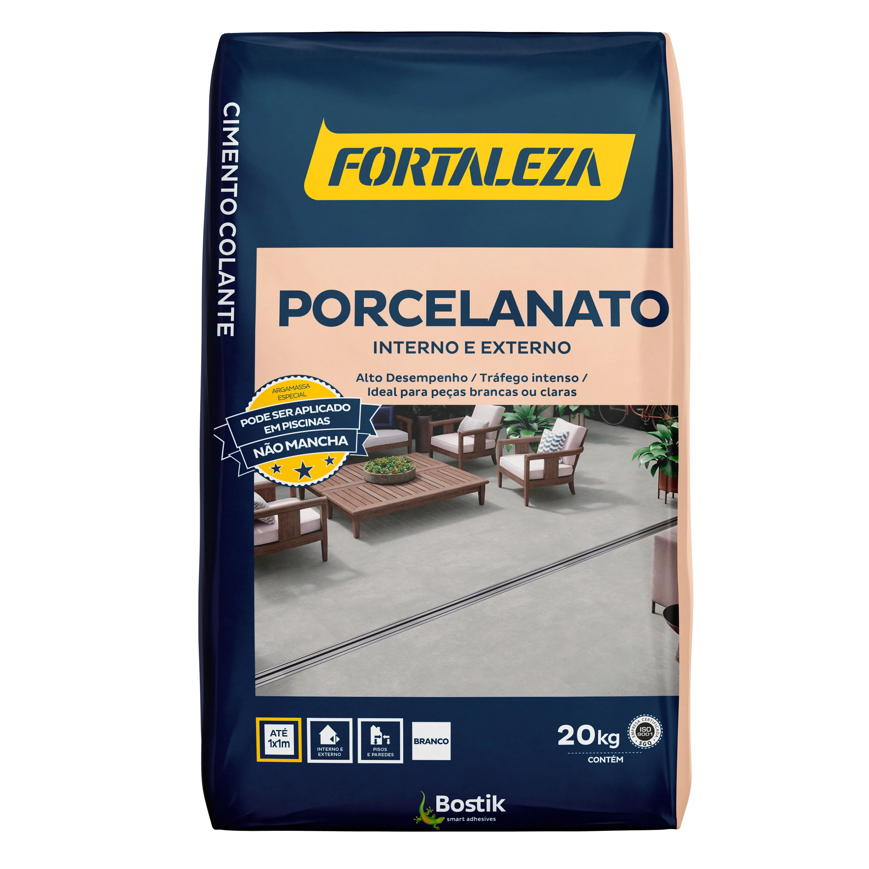 Argamassa Porcelanato Interno e Externo 20kg Branco Fortaleza