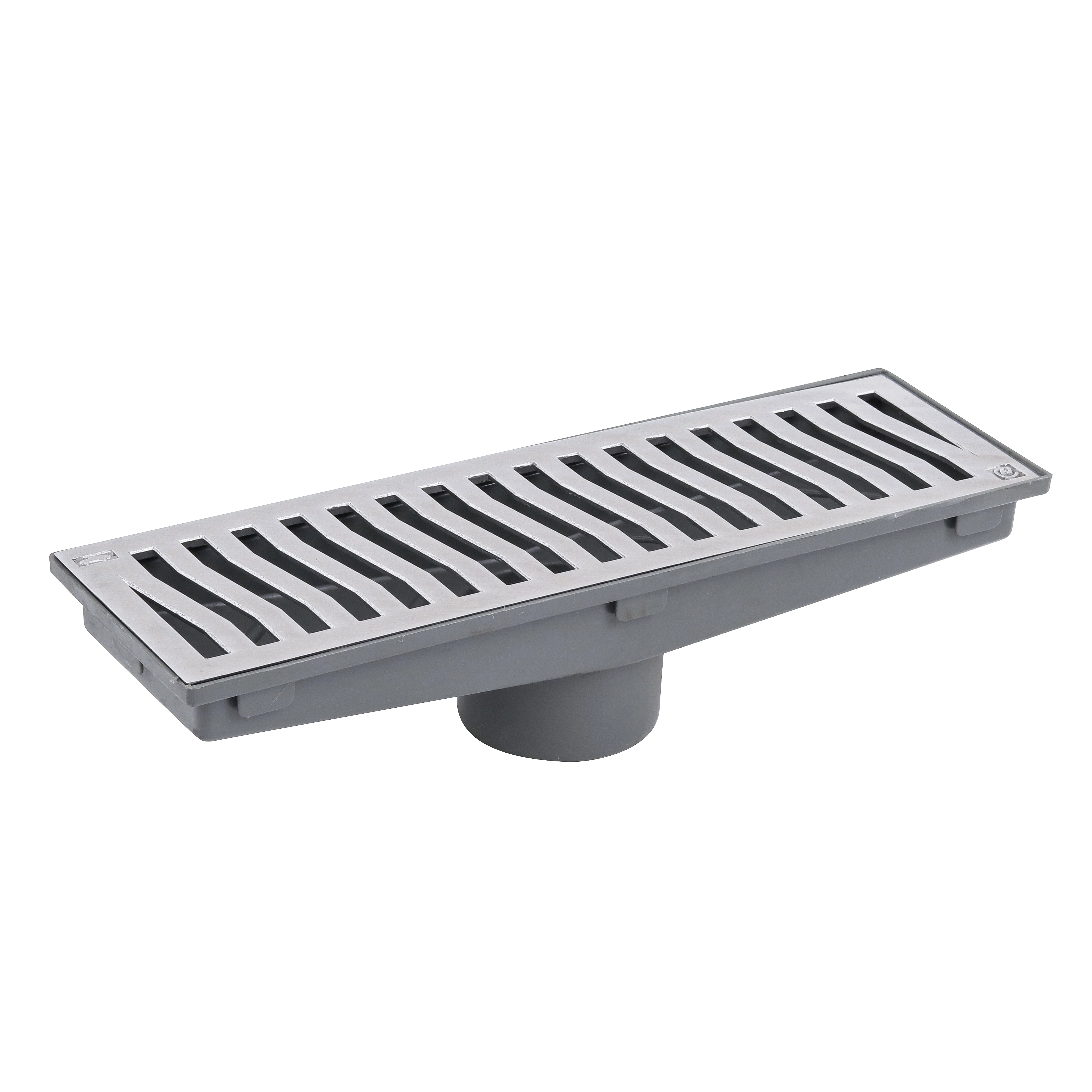 Conjunto Grelha e Caixa para Captação de Água Alumínio Polido 14x48cm Cinza Elegance Leve Costa Navarro