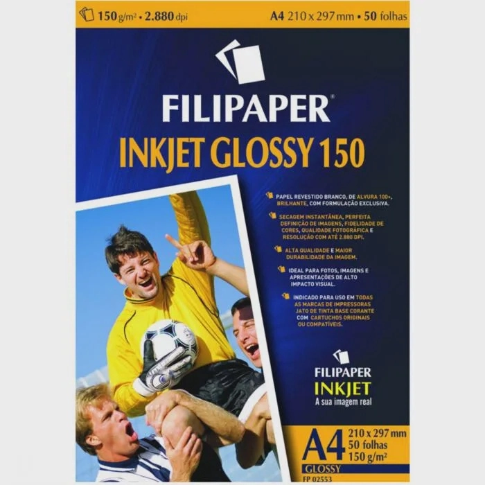 Papel Glossy 150grs A4 50fls 02553 Atacado Pct C/50 Filipaper