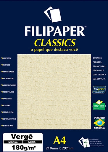 Filipaper Classics Verge Marfim A4 180gr 50fls 3848