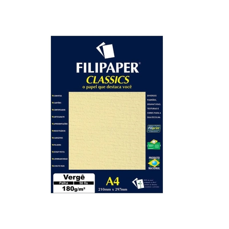 Papel Filipap Verge 50f A4 Palha 983