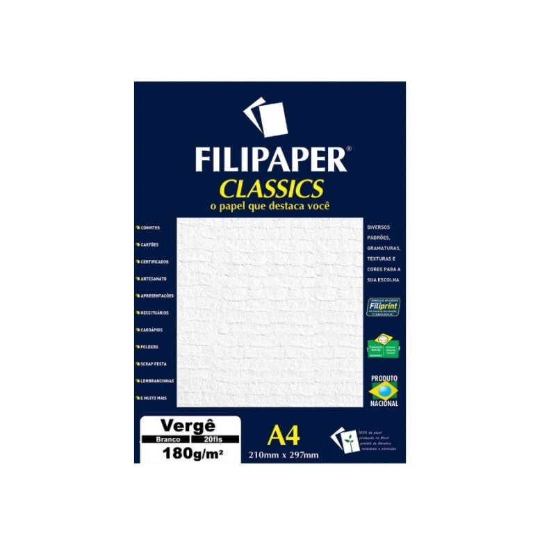 Papel Filiperson 1870 20fls A4 Verge Br
