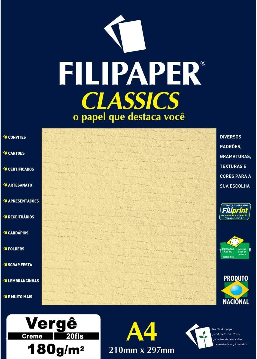 Filipaper Classics Verge Creme A4 180gr 20fls 1874