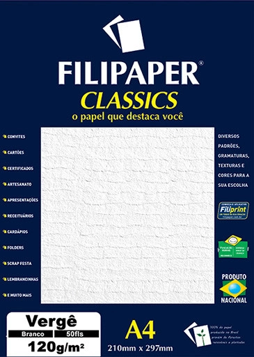 Filipaper Classics Verge Branco A4 120gr 50fls 1361