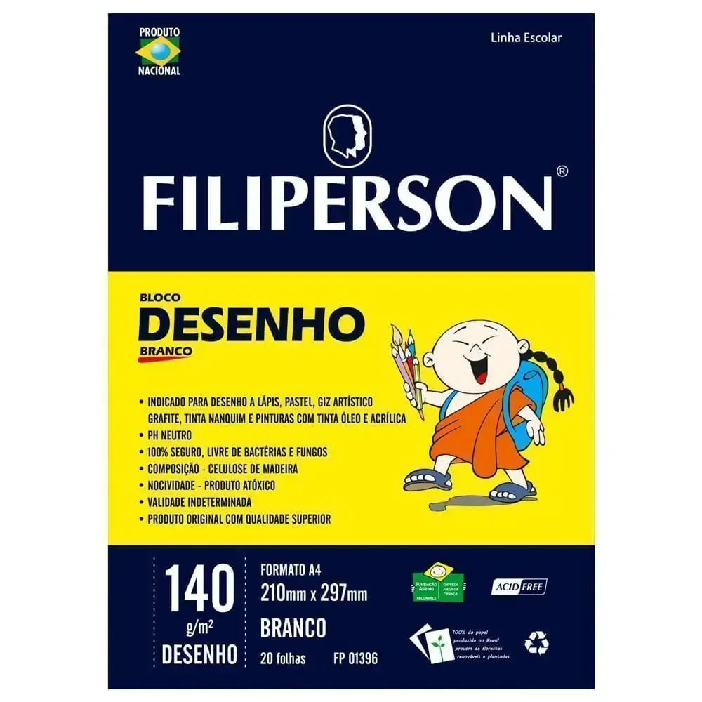 Folha Papel Desenho Filipinho A 4 C/20fl