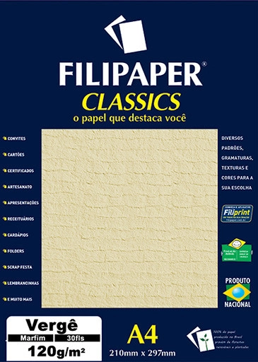 Filipaper Classics Verge Marfim A4 120gr 30fls 1879