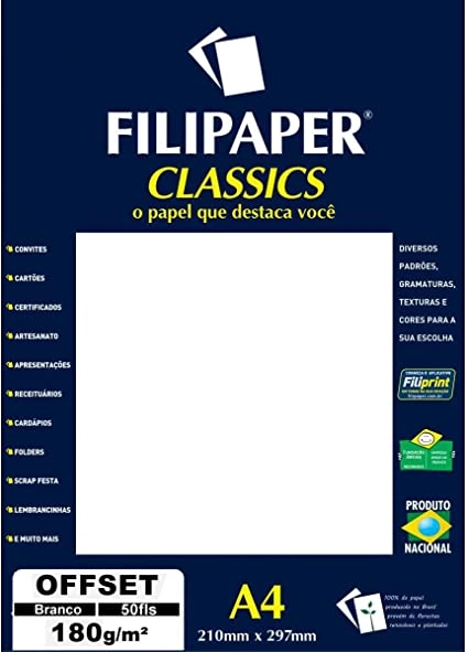 Papel Filipaper Antilope 180grs A4 Branco R.00993 Atacado Pct C/50 Filipaper