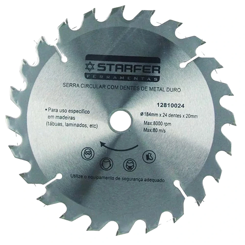 Serra Circular com Videa para Madeira 7.1/4" x 20mm x 24 Dentes - Starfer