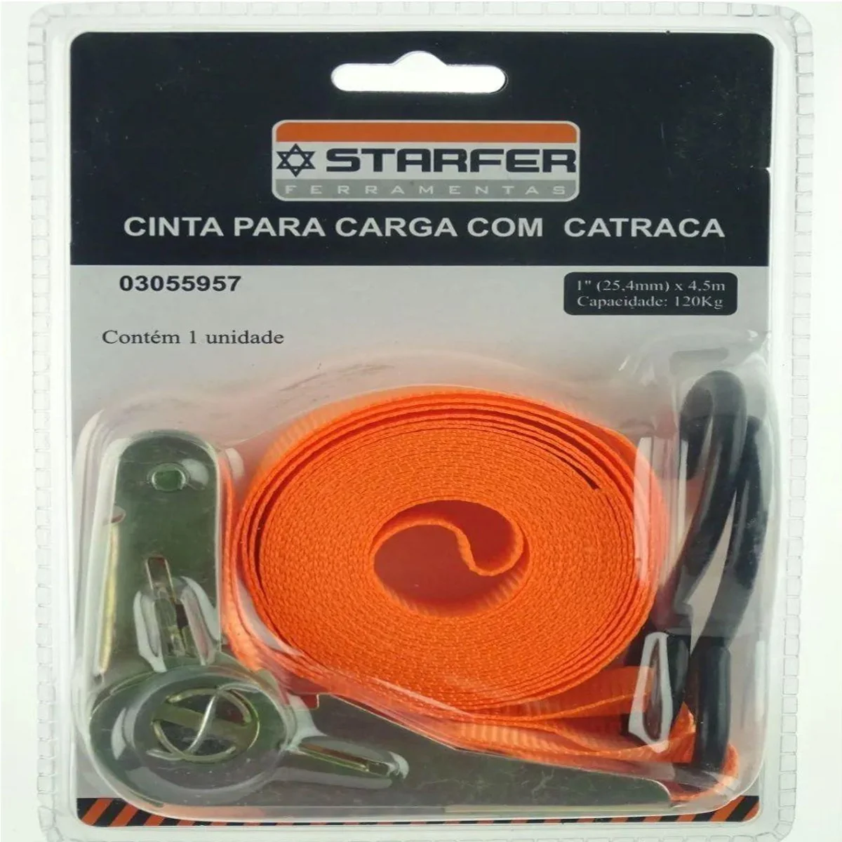 Cinta Starfer Com Catraca Para Amarração De Carga 1"x 4,5 Metros