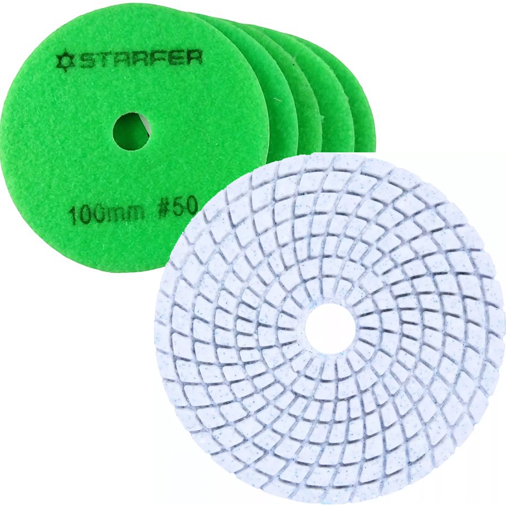 Kit 5 Disco De Lixa Diamantado Velcro 100mm #50 - Starfer