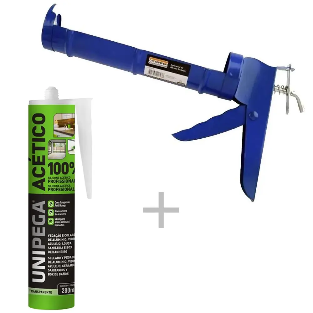 Aplicador De Silicone Fechado E Silicone Acético Veda Pia Incolor 280ml Unipega