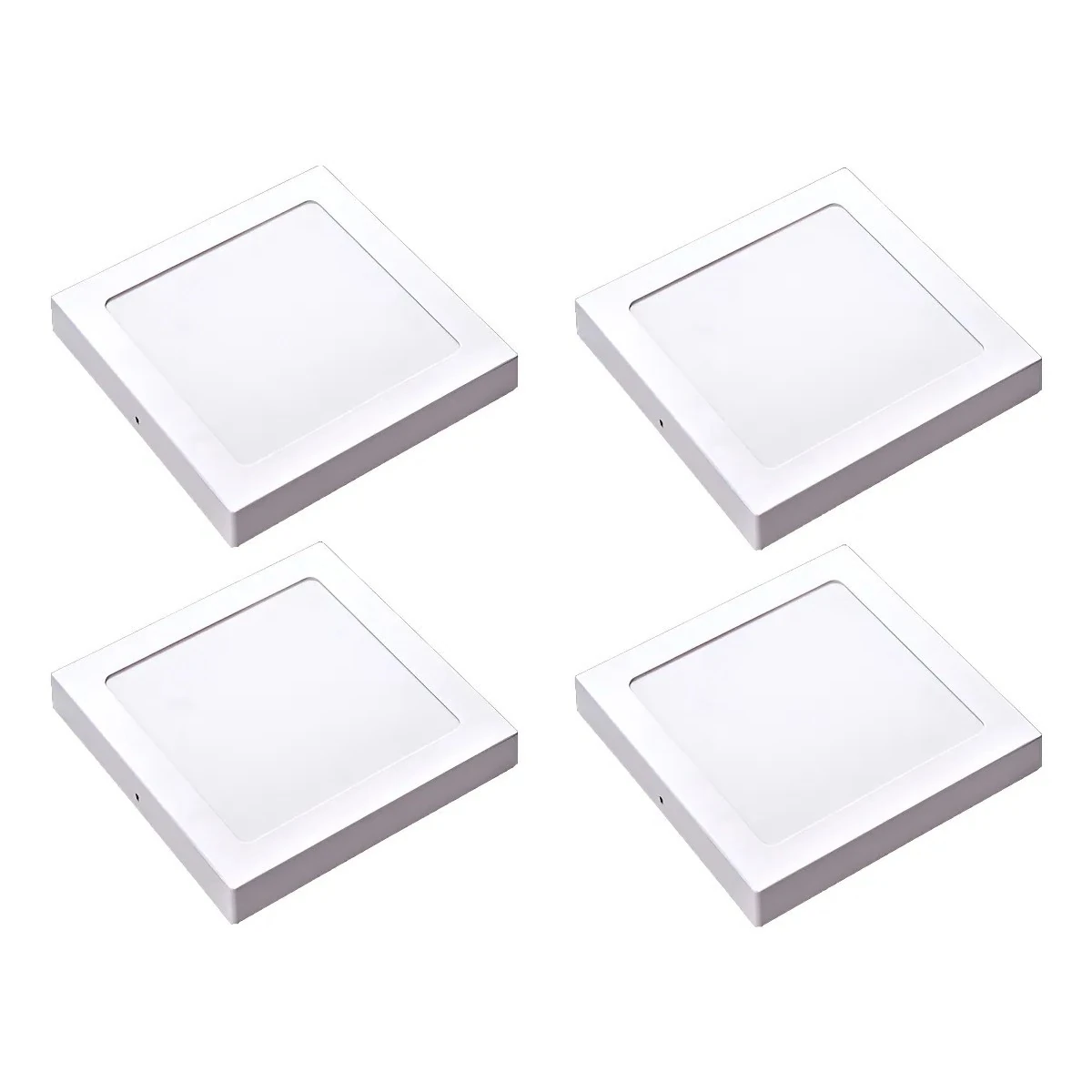 Kit 4 Painel Led Sobrepor Quad Amarela 3000k 12w 17cm