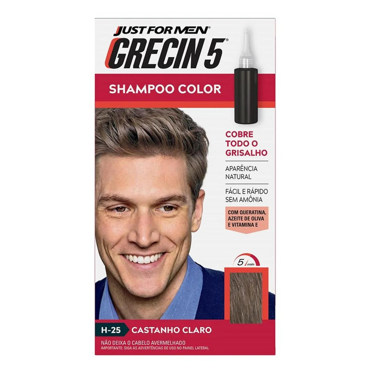 Grecin 5 Shampoo Color Castanho Claro (H-25) 60ml