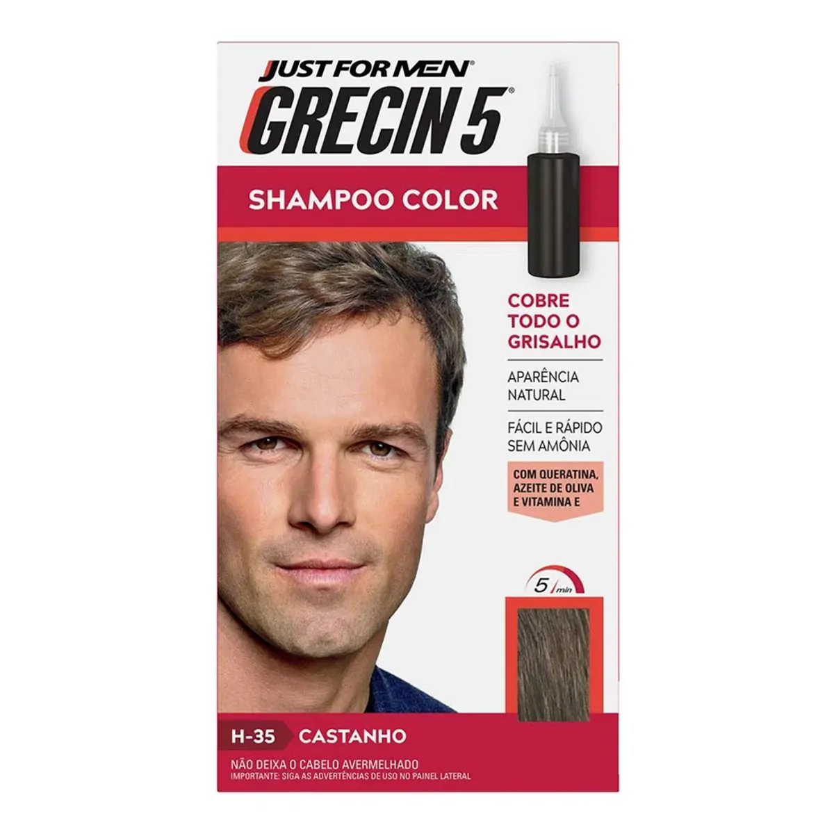 Grecin 5 Shampoo Color Castanho (H-35) 60ml