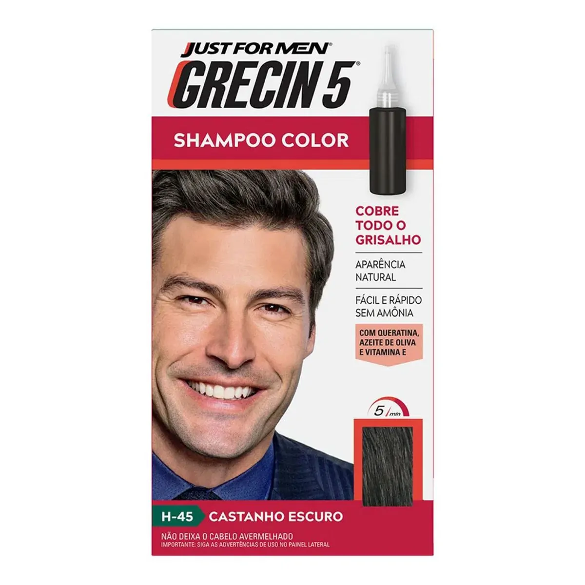 Grecin 5 Shampoo Castanho Escuro (H-45) 60ml