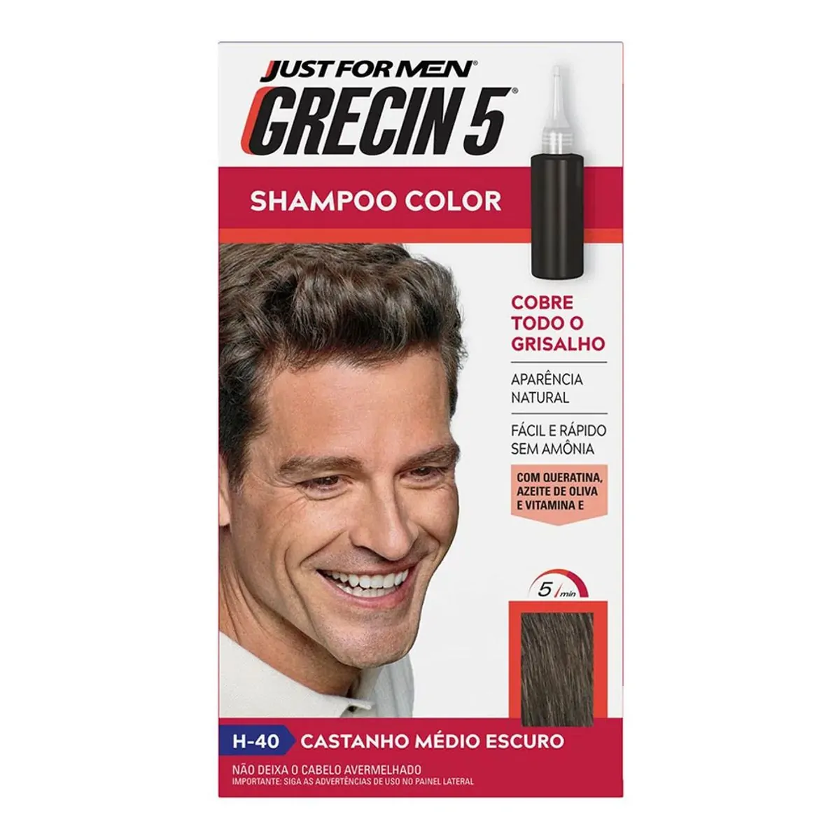 Grecin 5 Shampoo Castanho Médio Escuro (H-40) 60ml