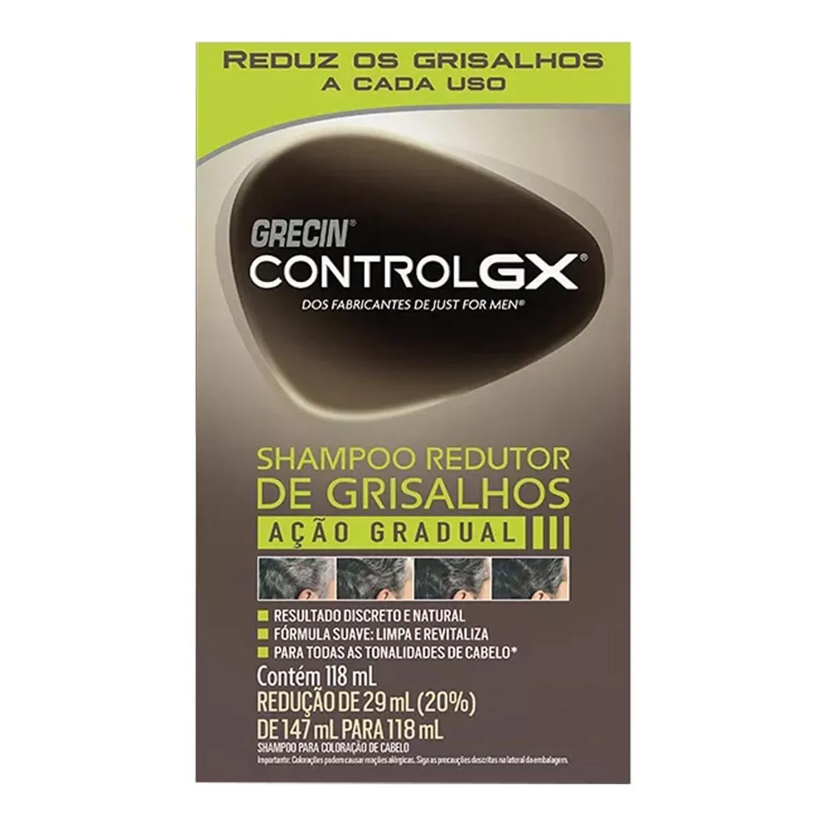 Shampoo Redutor De Grisalhos Grecin Control Gx Caixa 118ml