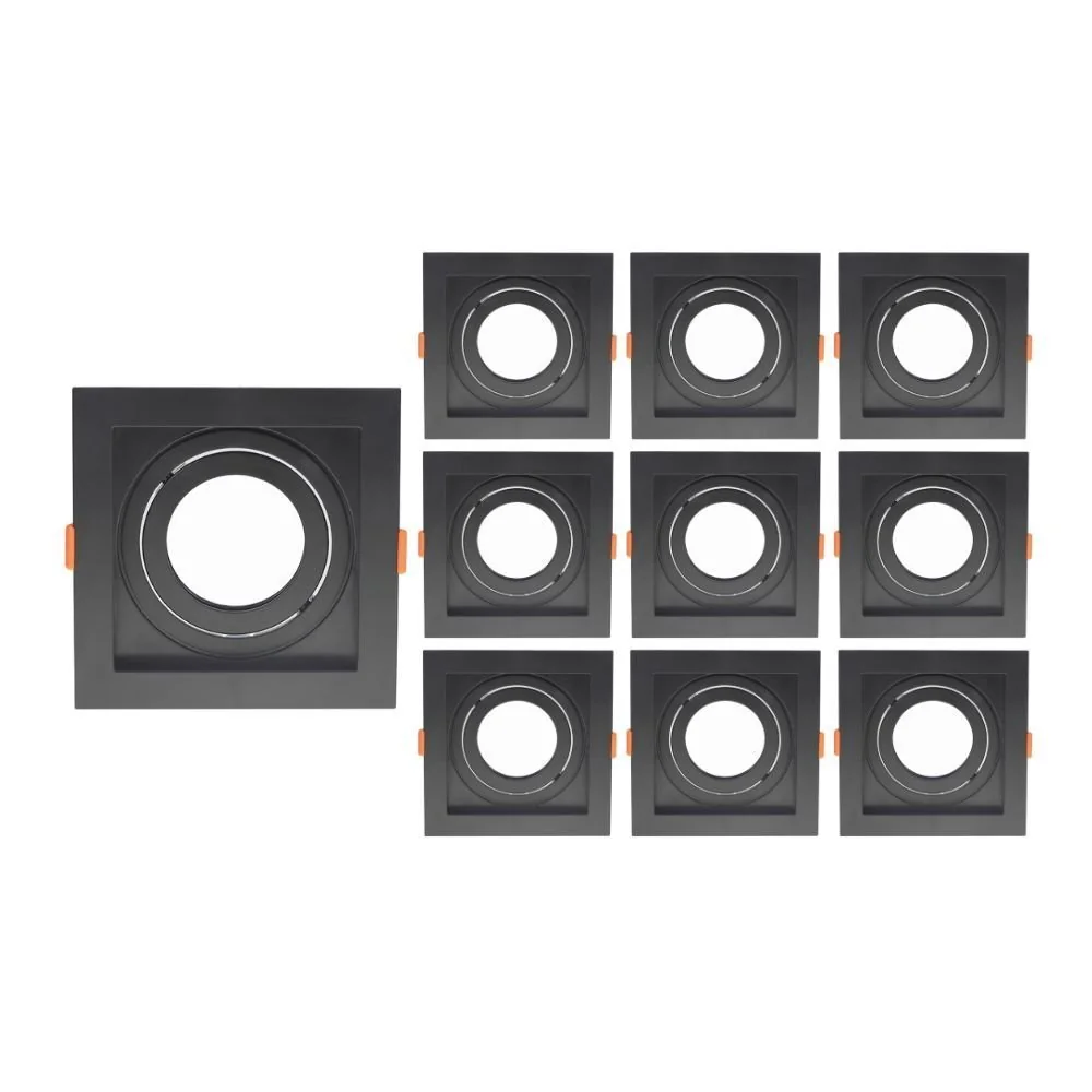 10 Spots De Embutir Recuado Nordecor Flea Para 1 Lâmpada Par 30 Quadrado Preto