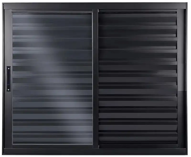 Veneziana De Aluminio 3 Folhas Sem Grade Linha Premium Preto
