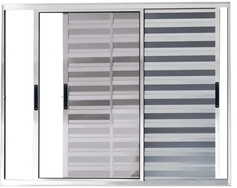 Veneziana De Aluminio 3 Folhas Móveis Sem Grade Linha Premium Brilhante