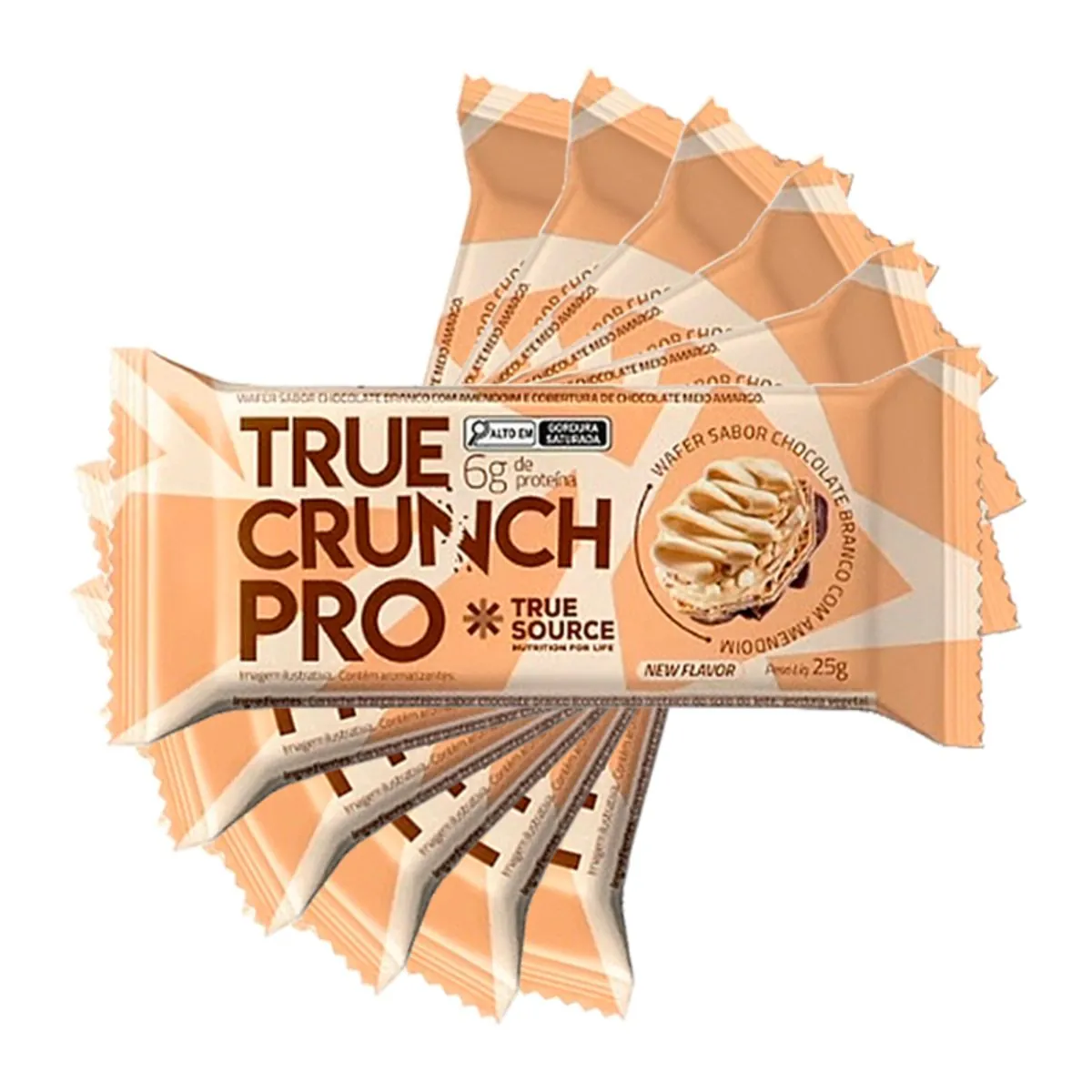 Kit 6X: Wafer Proteico True Crunch Pro Chocolate Branco True Source 25g