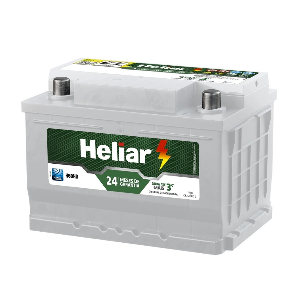 Bateria 60Ah Polo Lado Direito - HELIAR H60HD