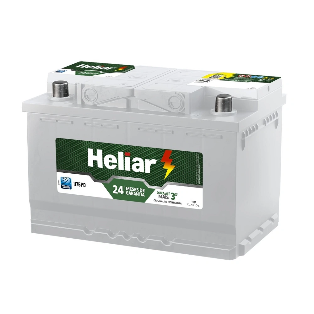 Bateria 75Ah Polo Lado Direito - HELIAR H75PD