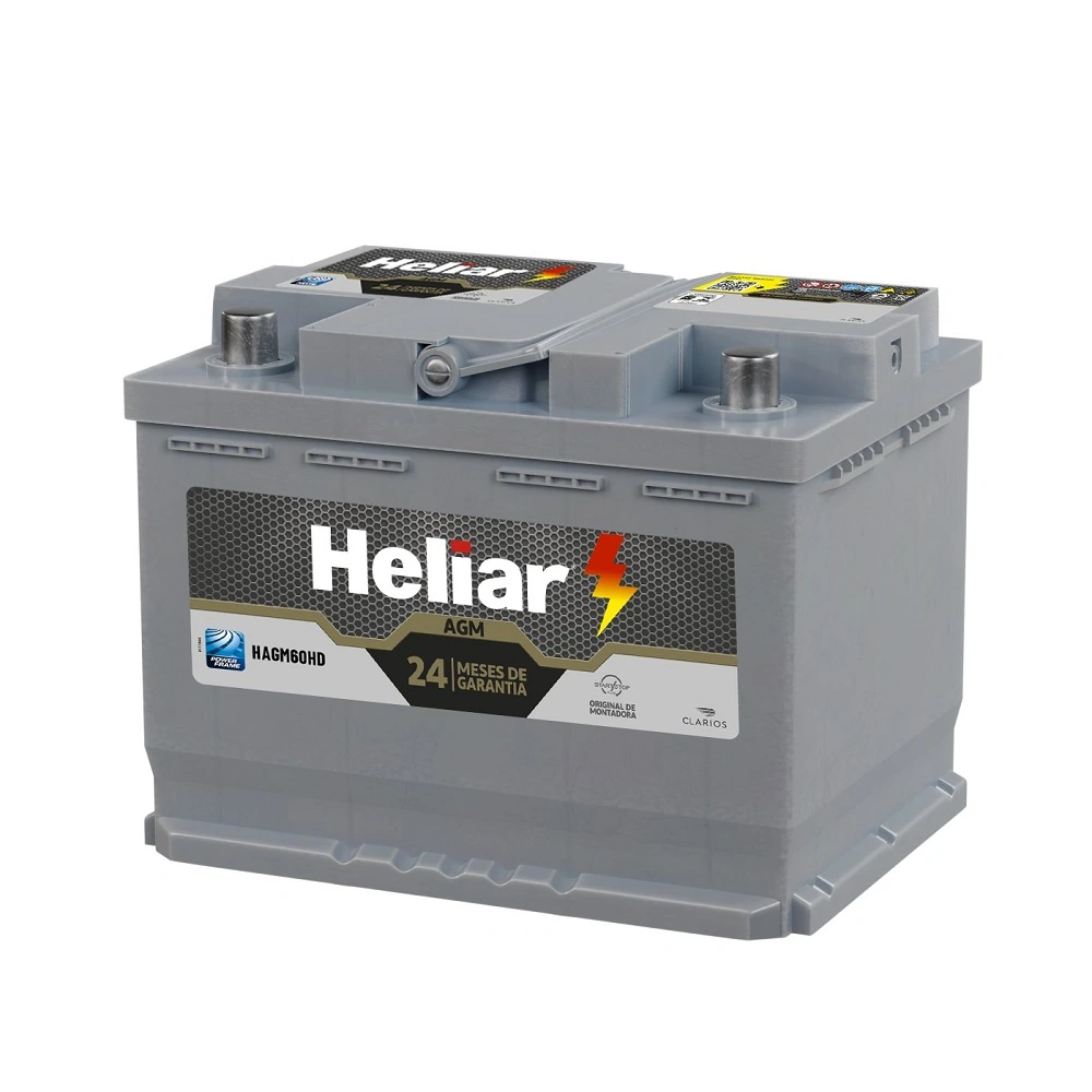 Bateria 60Ah Polo Lado Direito (AGM) - HELIAR HAGM60HD