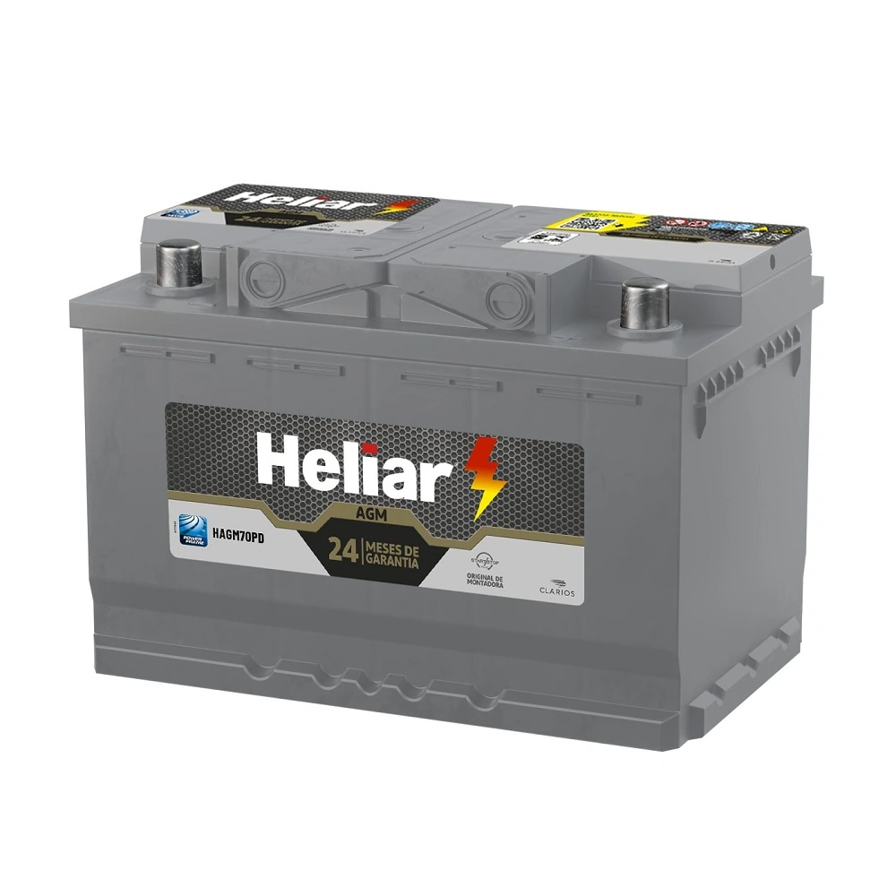 Bateria 70Ah Polo Lado Direito (AGM) - HELIAR HAGM70PD