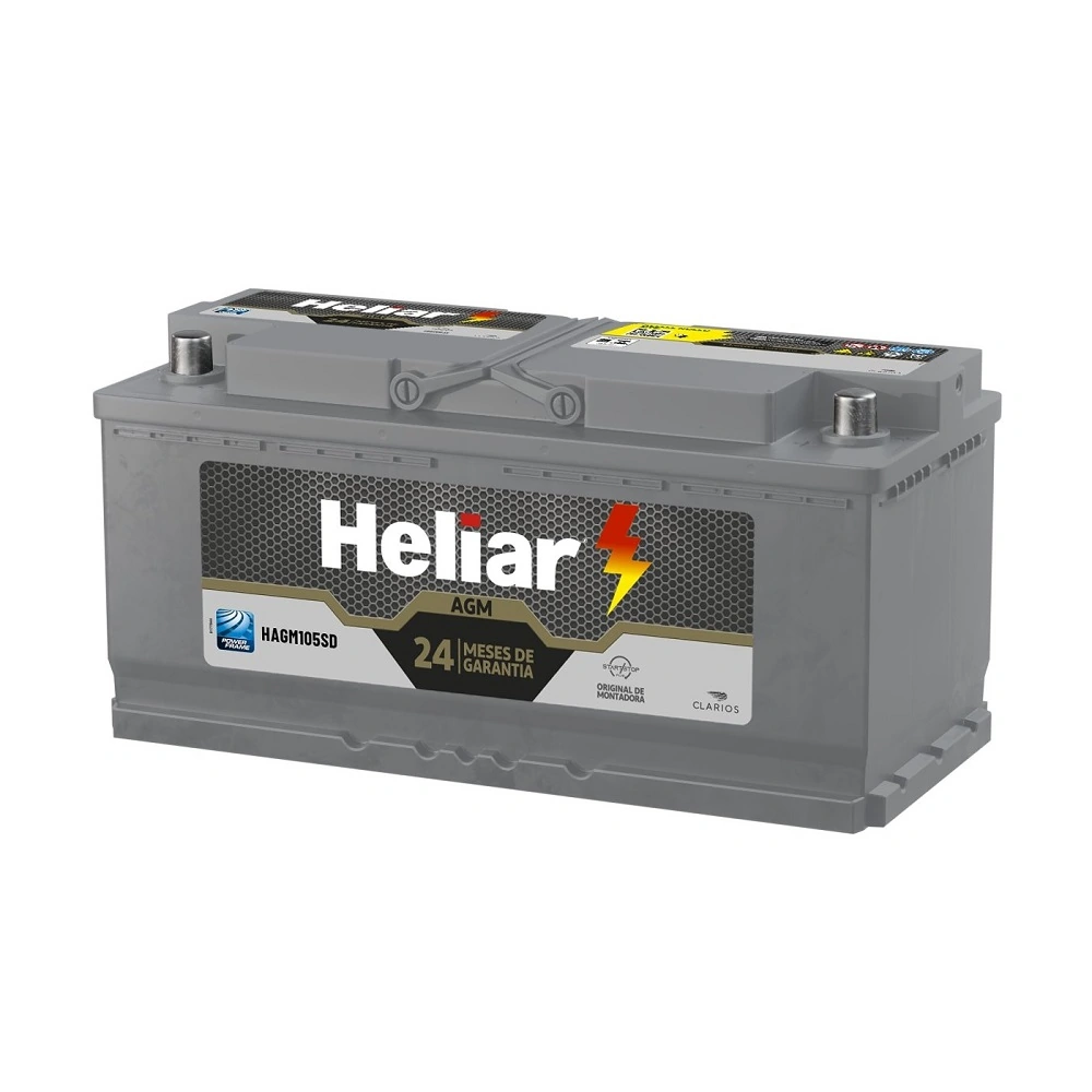 Bateria 105Ah Polo Lado Direito (AGM) - HELIAR HAGM105SD