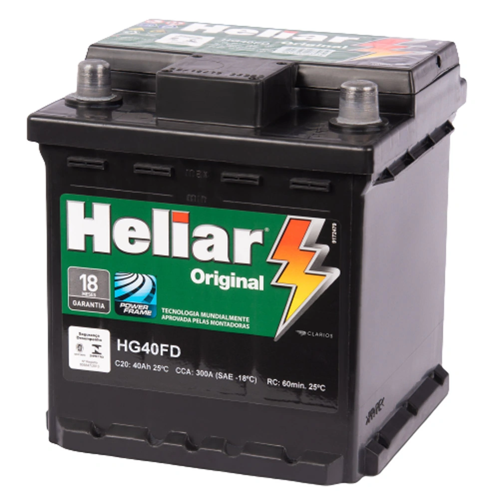 Bateria 40Ah Polo Lado Direito - HELIAR HG40FD